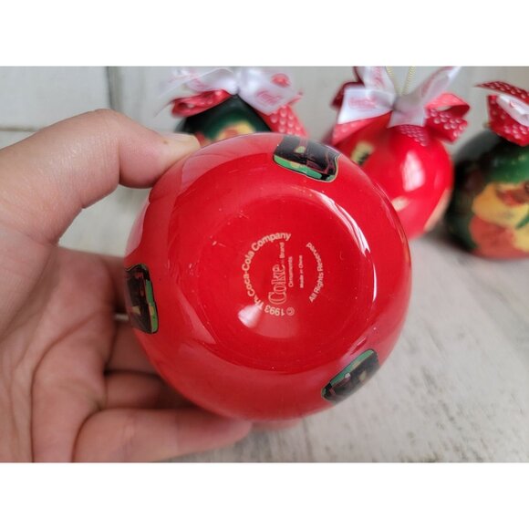 Enesco coke ball Coca-Cola Santa Claus vintage ornament Xmas set - Picture 6 of 7